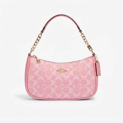 Women's pink shoulder bag | Chain handle crossbody handbag