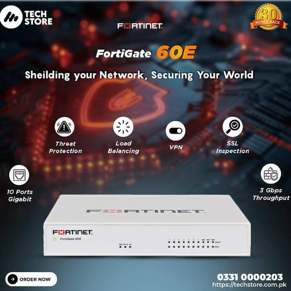 FORTINET FortiGate-60E | FG-60E Next Generation Ultimate Firewall Appliance, 10 x GE RJ45 Ports