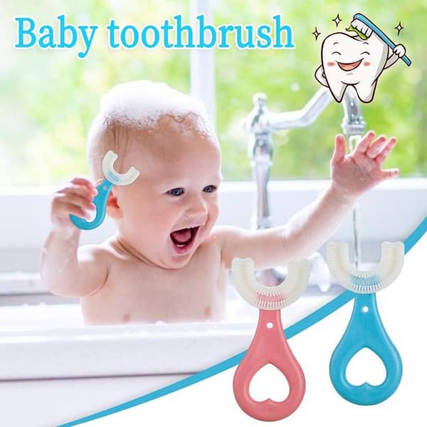 T  Baby Toothbrush Children Teeth Cleaning Brush Kids U-Shaped Toothbrush For Children Mouth Oral Cleaning Brush 360 Degrees  Dental Training Toothbrushes Oral Care Portable Mouth-Cleaning Manual With Handle Daily Children's Cleaning Teeth Food