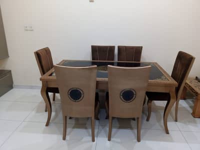 Dinning Table with 6 Velvet Chairs