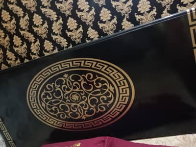 black Versace design bed with side tables and dressing for slae