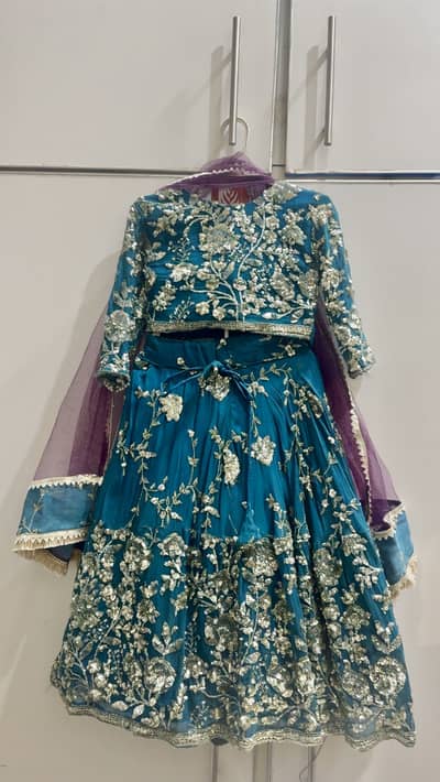 Teal Blue Heavy Embroidered Lehenga Choli with Dupatta | Party Wear