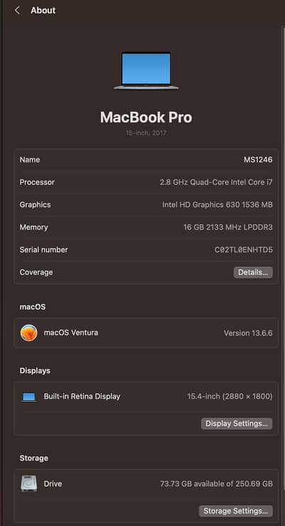MacBook Pro 15-Inches 2017