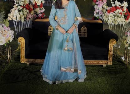 Sky blue Lehenga,Choli,Duppatta,Potli