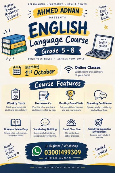 English language course for grade 5 -8
