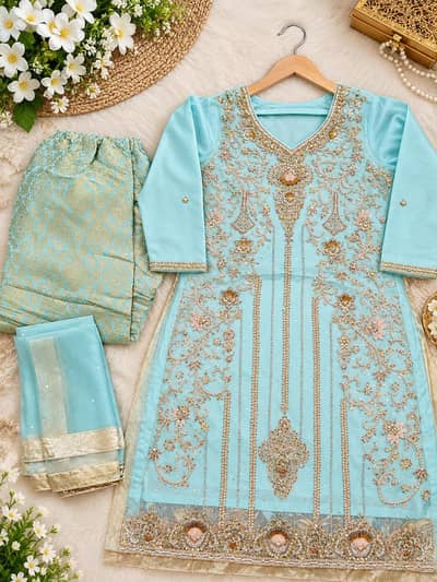 heavy embroided dress for wedding guest