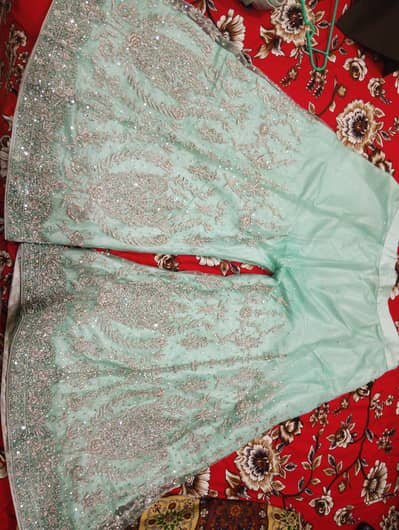 Mint Green Heavy Embroidered Sharara Suit