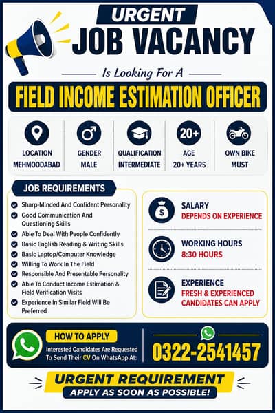 job Vecancy Income Estimation officer