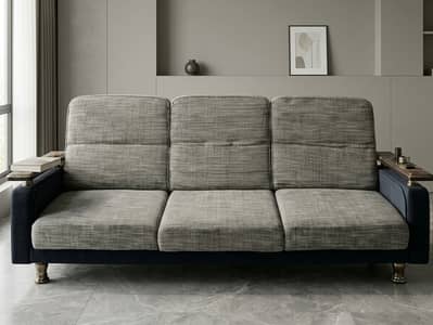 5 Seater Sofa Set for Sale | Modern Fabric & Solid Wood Arms