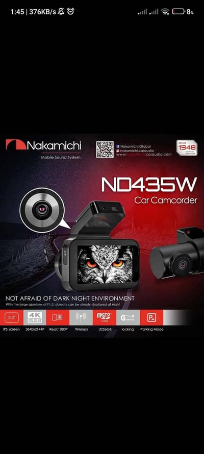 4K Front Back dashcam with app