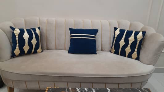 luxury 5 seater shell shape velvet sofa set