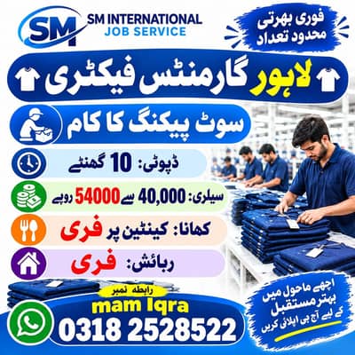 Need Staff Garments Factory