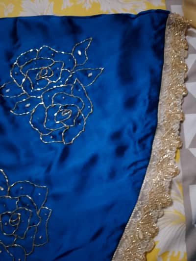 Royal blue bridal frock and dupatta