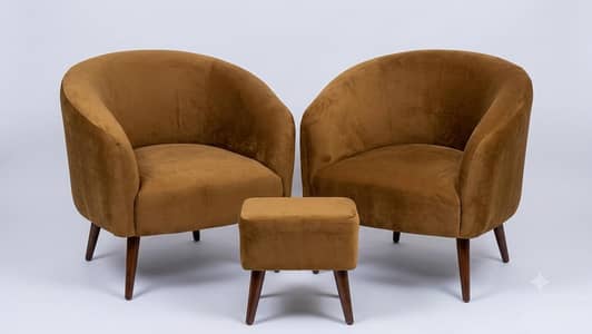 2 Seater Coffee Chair Set with Matching Stool – Used