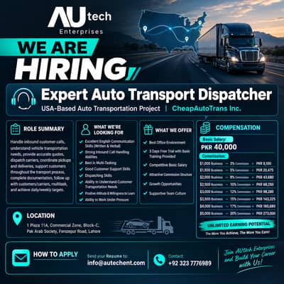 Expert Auto Transport Dispatcher – PKR 40,000 + Commission
