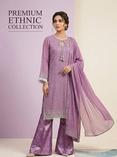 Premium ethnic 3 piece suit purple/lilac