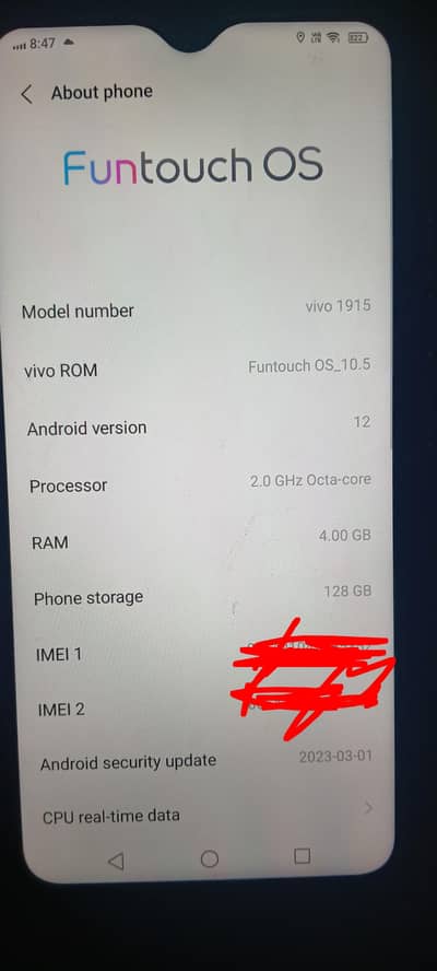 Vivo 19 4gb 128gb Only Mobile he