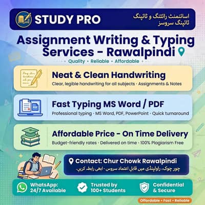 assignment  writing typing services  rawalpindi