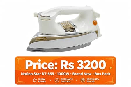 National star automatic dry Iron model DT555 1000w brand new box pack