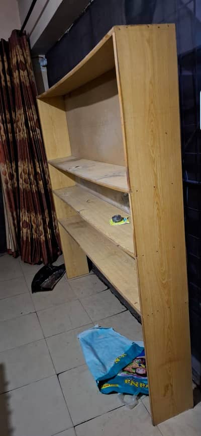 Wooden chip board rack 8 x 1 feet.