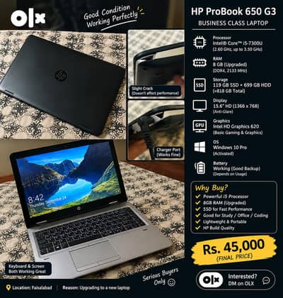 HP ProBook 650 G3 | i5 | 8GB RAM | 818GB Storage