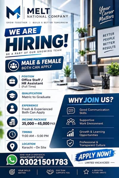 Urgent Haring: Office Staff & HR Assistant