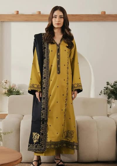 3pc woman unstitched embroidery suit brand batik