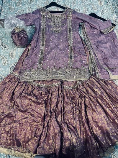 Stunning Purple Gharara Suit (Walima / Wedding Dress) – One-Time Wear