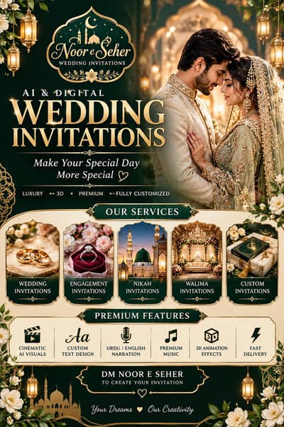 wedding Invitations card nikah,walima,barat, birthday
