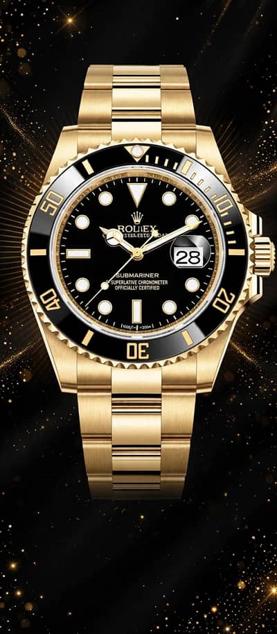 Gold Black Watch For Men -Date Working