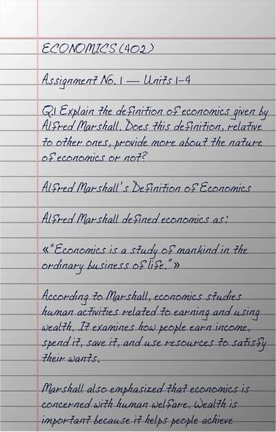 Bachelor's Economics Autum 2026 solved assignment