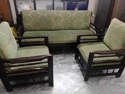 Wooden Sofa Set – 3 Seater + 2 Single
