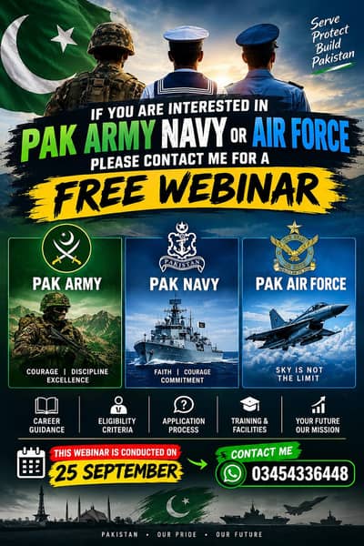 JOIN PAK ARMY NAVY OR AIR AS OFFICER