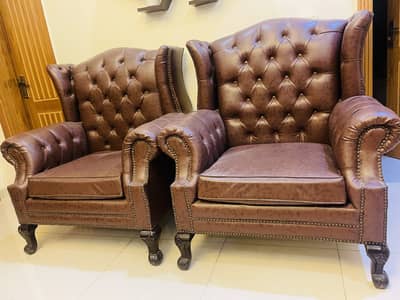 Leather Big-size two-seater king-style sofas