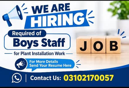 Male Staff Required for RO Plant Installation