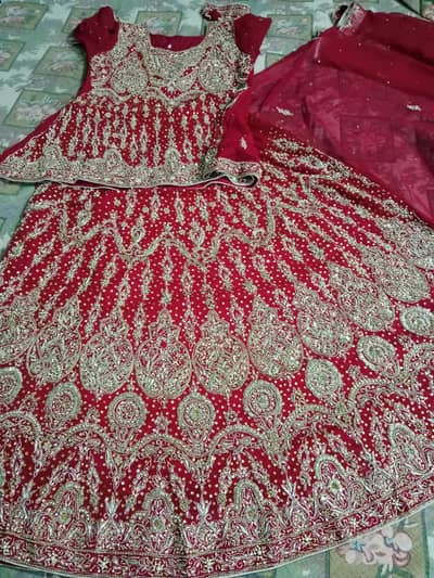 one time use red bridal lehnga for sale