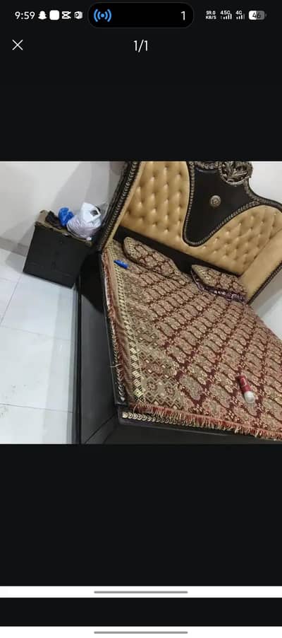 heavy wood double bed