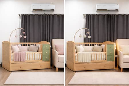 Baby cot with storage