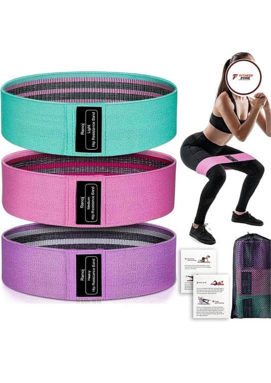 Fabric Resistance Bands Set (3-Pack) – Non-Slip Booty Bands for Squats, Glute & Leg Workouts | 3 Levels for Home Gym & Strength Training