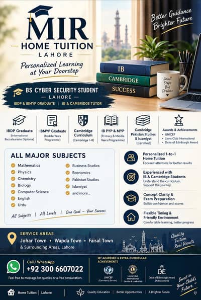 Expercend & IB Certified Tutitor. . . .