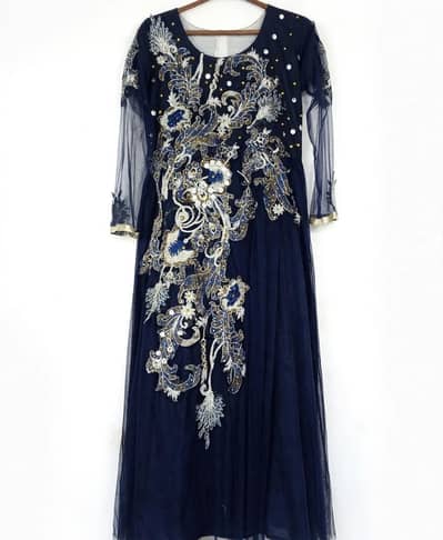 Navy Blue Net Maxi M size -Party wear-Original 8 -Malir Cantt