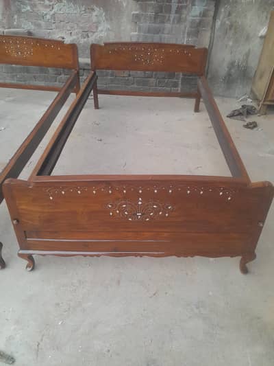 2 pure wood single bed