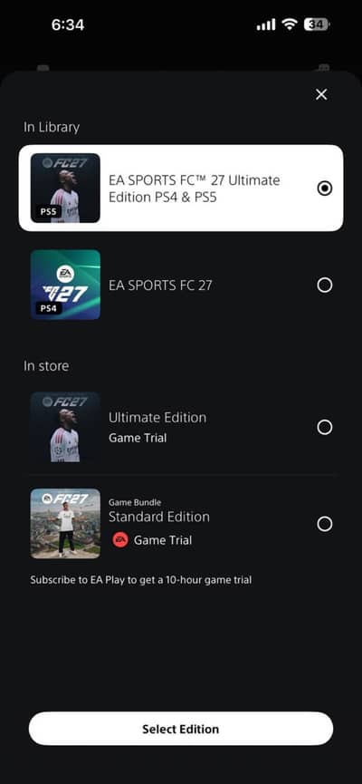 EA FC27 available for PS4/5