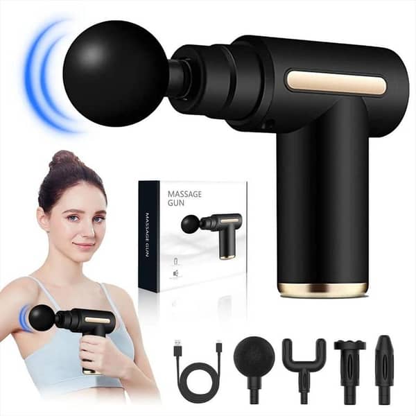 Massage Gun Electric 5 in 1 Double-Headed Electric Massager Gun Full Body Massager Equipment Set for Deep Tissue Percussion & Full Body Relaxation Handheld Back Massager Gun