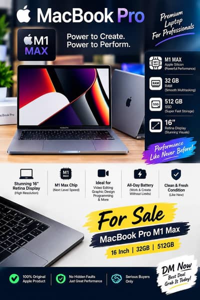 Mac book pro M1 Max 32gb ram 512gb ssd