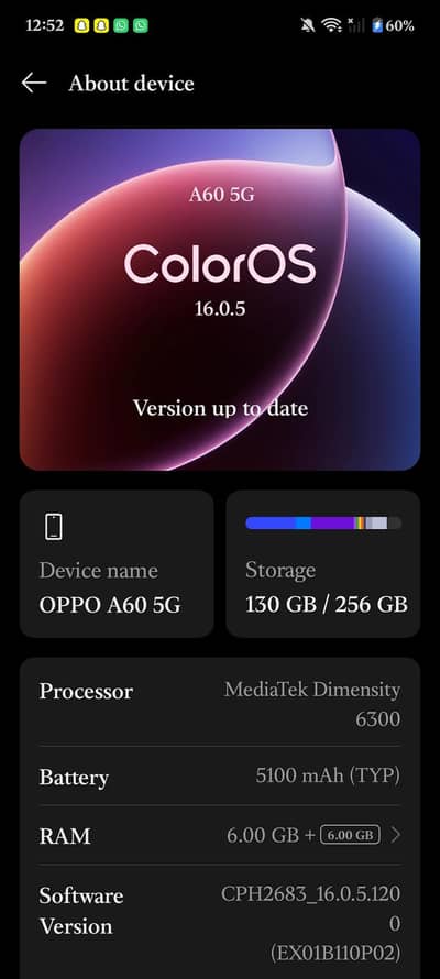 OPPO A60 5G 6GB RAM 256GB ROM WITH BOX