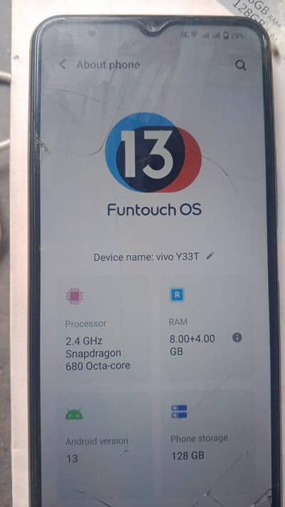 Vivo y33t 8+4 128 box charger