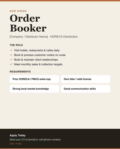 Order Booker / Sales Representative – Butter & Ghee