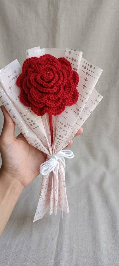 Handmade Crochet  Rose Bouquet