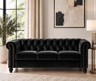 New Black valvet Sofa 3-2-1